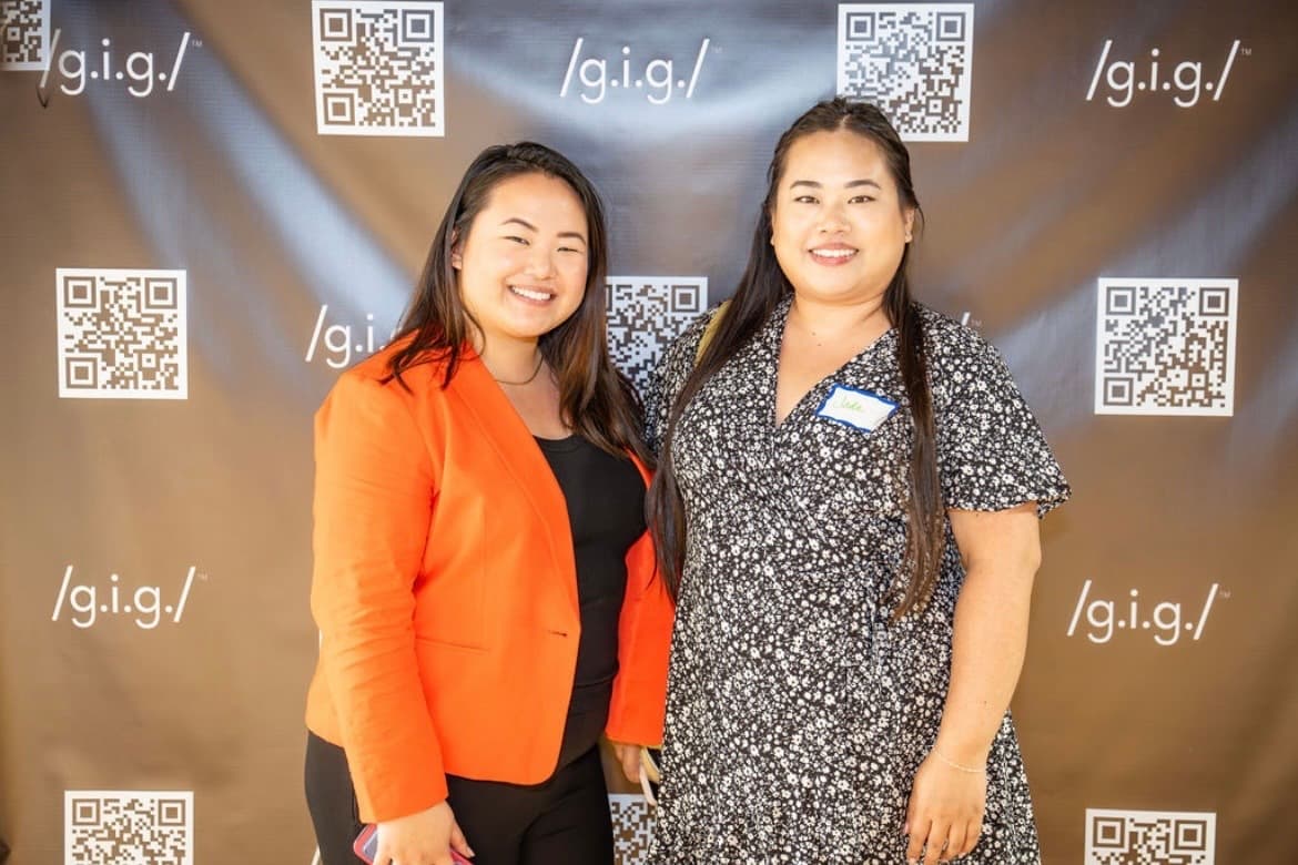 Handshake between two collaborators at an event